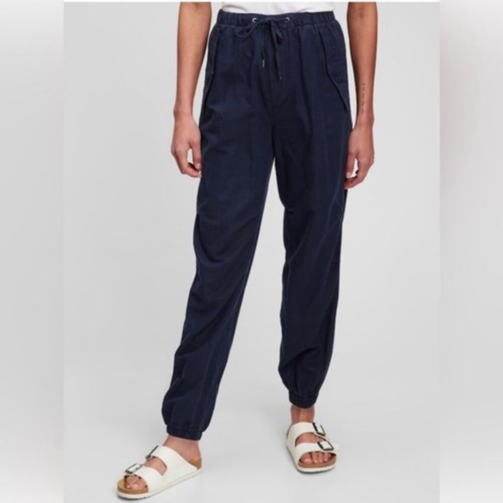 Gap Navy Blue Linen Joggers - Size M